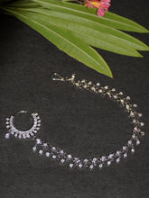 Rhodium Plated American Diamond Nath with Chain Nose Ring
