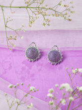 Purple and White American Diamond Stud Earring