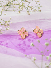 Peach Pink Floral Stud Earrings