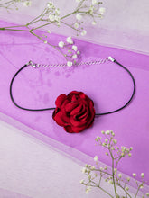 Fancy Red Rose Floral Choker Necklace