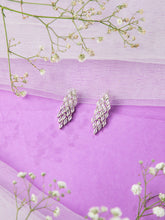 Rhodium Plated American Diamond Earrings with White AD Stones