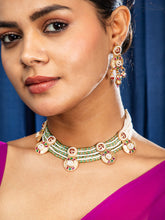 24K Gold Plated Antique Pearl Necklace with Earrings Set