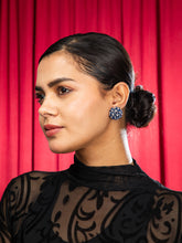 Royal Blue Floral Sparkle American Diamond Earrings