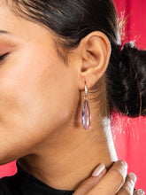 Gold Plated Purple Translucent Stone Earrings