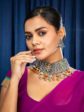 Oxidized Kundan Choker Set with Earrings