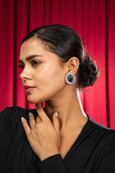 Midnight Shine Oval American Diamond Earrings