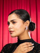 Lunar Glow Rose Gold American Diamond Crescent Earrings