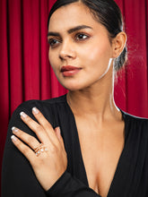 Elegant Gold Plated Drop Charm American Dimoand Ring