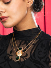 Royal Emerald Charm Double Layered Necklace