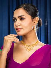 Blue Petal Elegance 24K Gold Plated Necklace Set