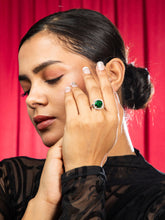 Niscka Adjustable Solitaire Green Emerald Ad Ring(Adjustable)