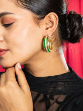 Green Glow Round AD Earrings