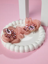 Rose Gold Plated Floral Earrings with Pink Stones