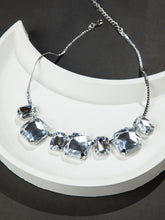 Rhodium Plated Necklace with Large White CZ Stones