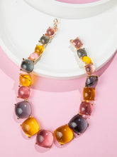 Gold Plated Multi Colored Translucent Stone Necklace