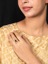 24K Gold Plated Statement Ring with Black Stone