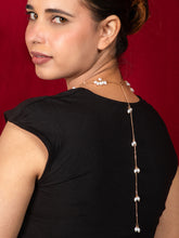 Gold Plated Double Layered Necklace with Floral Faux Pearls