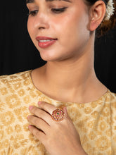 24K Gold Plated Pink and Green Emerald Cocktail Ring