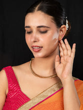 24K Gold Plated Antique Necklace Set with Petal Design and Matching Earrings