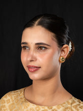 24K Gold Plated Emerald and Meenakari Round Earrings