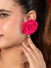 Pink Floral Rose Design Earrings