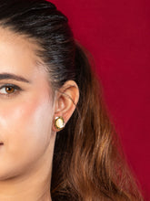 24K Gold Plated Stud Earrings with White Stone