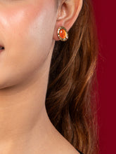 24K Gold Plated Stud Earrings with White Stone