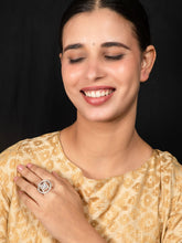 Celestial Frame Rhodium Plated AD Statement Ring