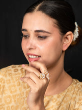 Golden Blossom AD Floral Statement Ring