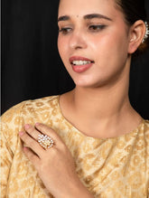 Gold Plated Zircon American Diamond Adjustable Finger Ring