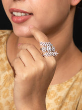 Royal Sparkle Rhodium Plated AD Statement Ring