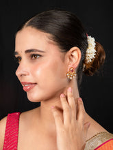 Matte Gold Plated Traditional Pink Stone American Diamond Earrings