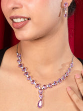 Rhodium Plated Purple American Diamond Necklace