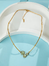24K Gold Plated Chain Pendant with Mint Green Stones