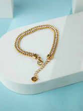 24K Gold Plated Triple Layer White CZ Bracelet