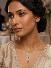 24K Gold Plated Pendant Chain with White, Red and Blue Stones