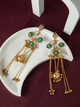 24K Gold Plated Long Kashmiri Peacock Earrings