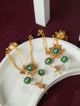 24K Gold Plated Long Kashmiri Peacock Earrings