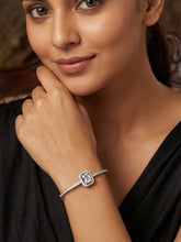 Rhodium Plated White American Diamond Stones Bracelet