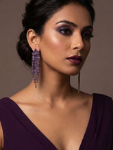 Gold Plated Waterfall Earrings with Royal Blue Stones