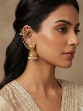 Matte Gold Plated Peacock Ear Cuff Jhumka Earrings