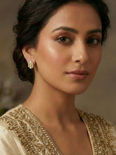 Matte Gold Plated Water Drop White Kundan Stud Earrings