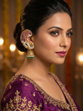 Matte Gold Peacock Jhumka Earcuff Earrings