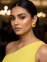 Elegant Yellow Stone Stud Earrings