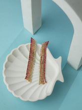 Gold Plated Multicolor Rhinestone Waterfall Earrings