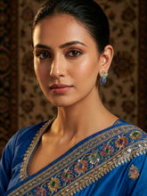 Gold Plated Blue Peacock Earrings