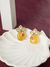 Gold Plated Yellow Peacock Earrings