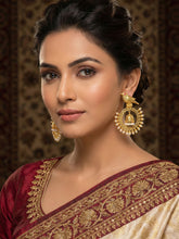 Matte Gold Plated Bird Design Jhumki Earrings with Pearls