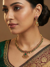 24K Gold Plated Ruby and Emerald Stone Jhumki Necklace Set