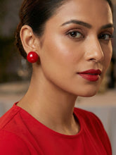 Crimson Red Classic Round Stud Earrings